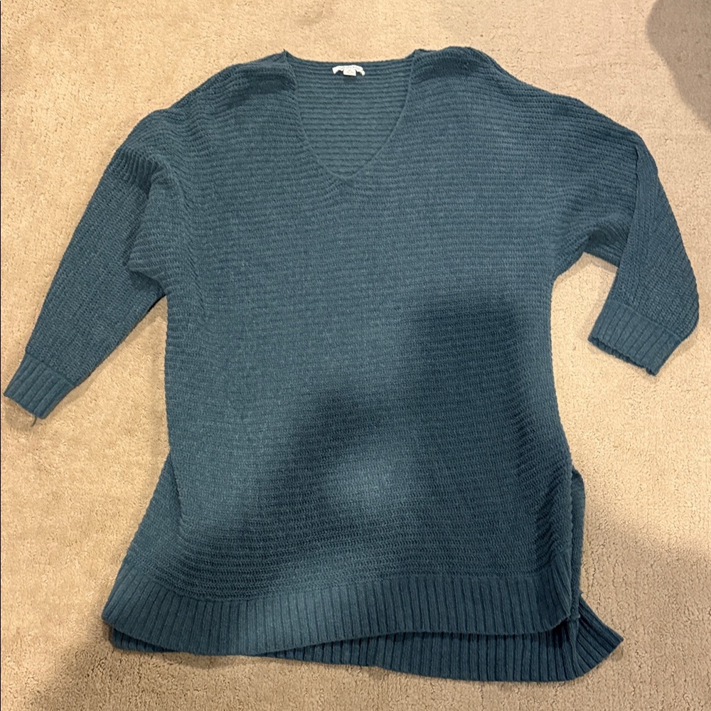 American Eagle Outfitters Deep Teal V-Neck Sweater